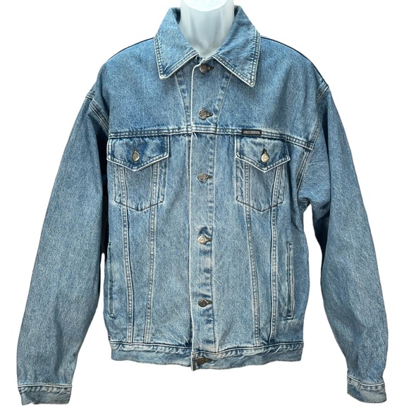 SOLD Harley Davidson | Men’s Large | Vintage Denim Jeans Jacket 100% Cotton - Picture 3 of 9